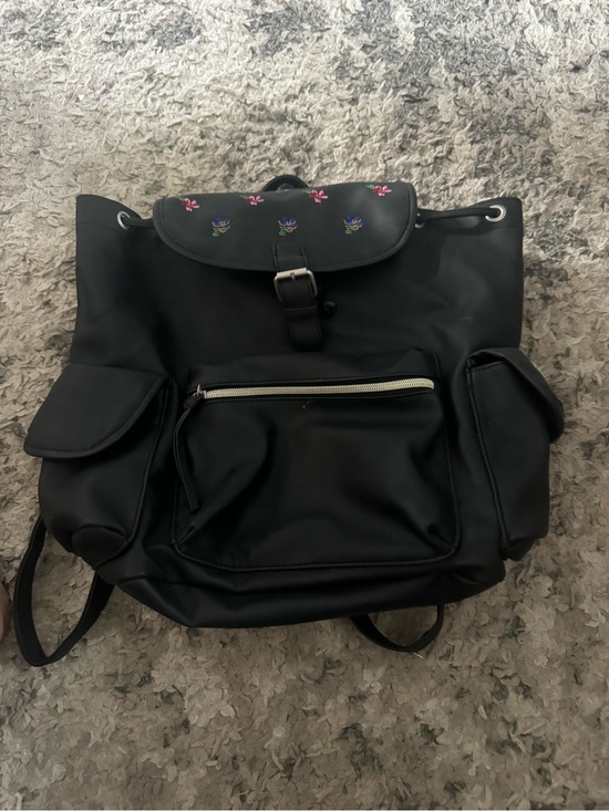 Arizona Jean Company Handbags - Arizona Jean Company Black Backpack with Pink & Blue Floral Accents